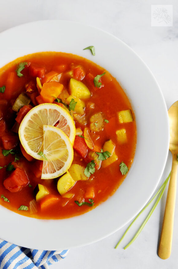 Curried Garbanzo Soup with Tomato Broth — Fried Dandelions — Plant