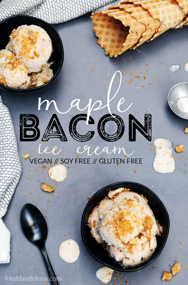 Maple Bacon Ice Cream with Bourbon and Walnuts — Fried Dandelions — Plant Based Recipes