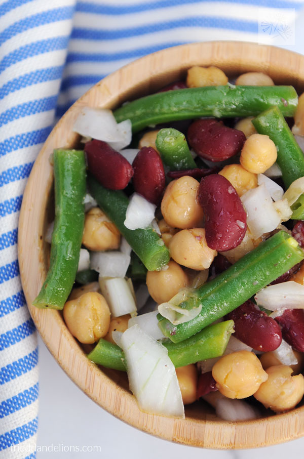 Classic Three Bean Salad Fried Dandelions Plant Based Recipes
