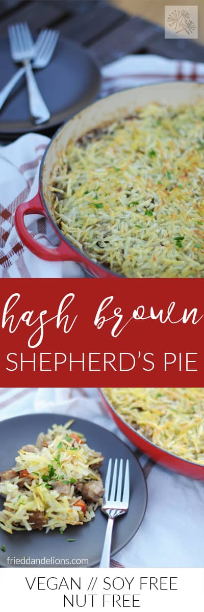 fried dandelions // hash brown shepherd's pie