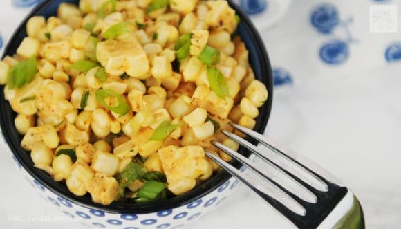 bowl of elote corn salad for vegan taco Tuesday