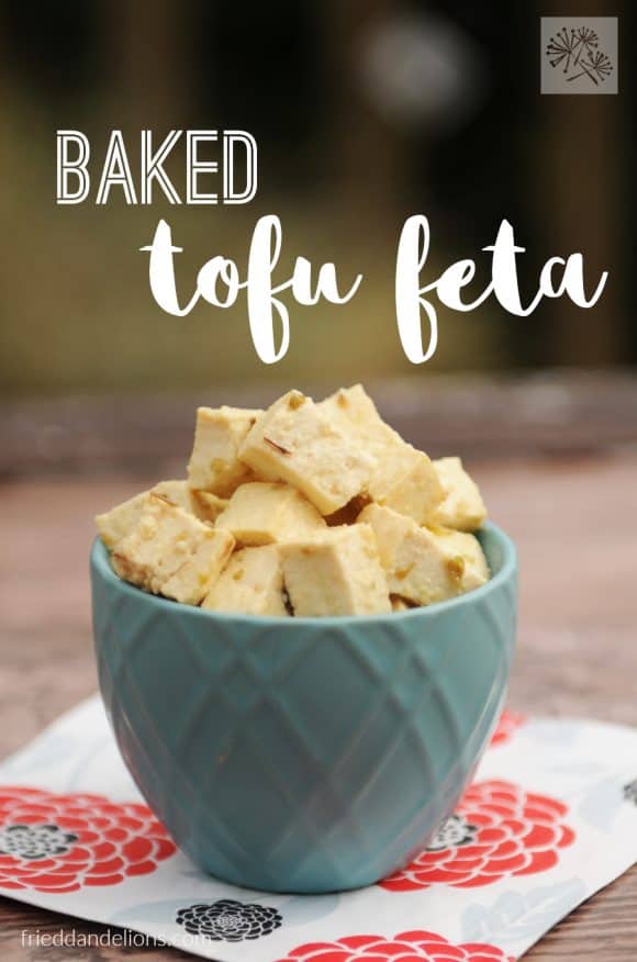 fried dandelions // baked tofu feta
