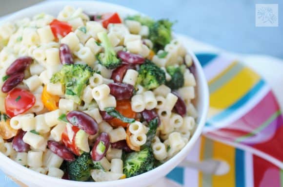 fried dandelions // Summer Macaroni Salad from Pure and Beautiful Vegan Cooking by Kathleen Henry