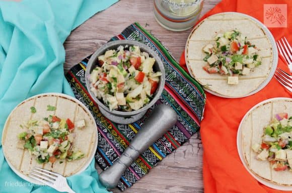 fried dandelions // tostadas with hearts of palm ceviche