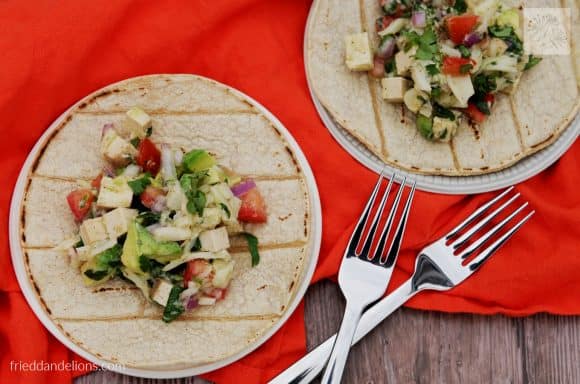 fried dandelions // tostadas with hearts of palm ceviche
