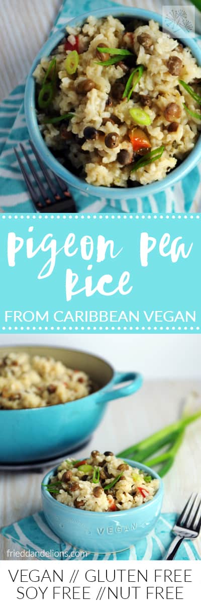 Pigeon Pea Rice is a classic Caribbean dish packed with flavor! You'll love this dish from the new book Caribbean Vegan by Taymer Mason. (vegan, soy free, nut free, gluten free)