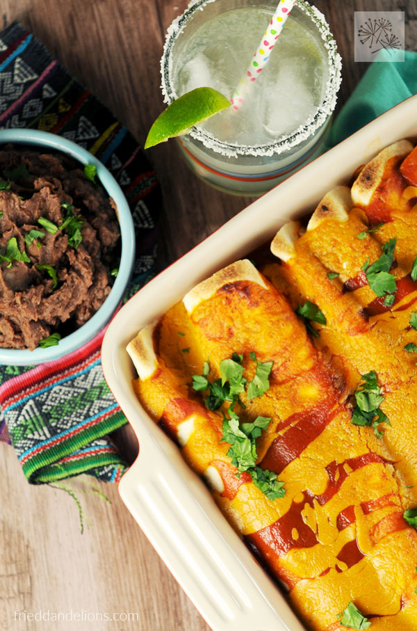 Jackfruit Carnitas Enchiladas — Fried Dandelions — Plant Based Recipes