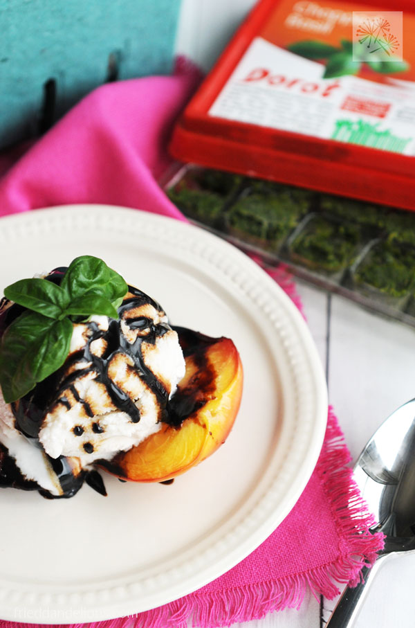 Grilled Nectarines with Balsamic Basil Reduction — Fried Dandelions
