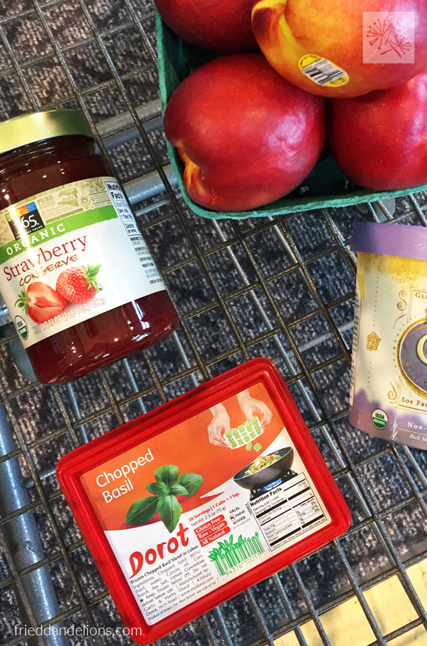 Grilled Nectarines with Balsamic Basil Reduction — Fried Dandelions