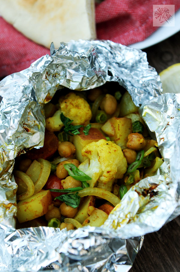 Cauliflower Curry Grill Packets