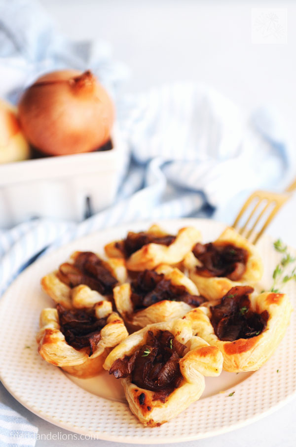 French Onion Puff Pastry Cups — Fried Dandelions — Plant Based Recipes