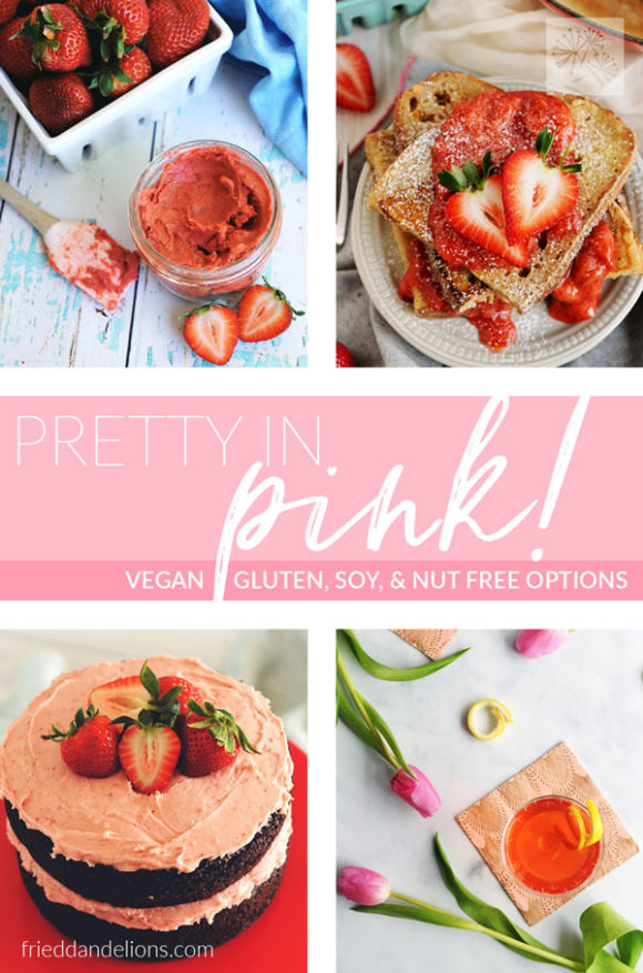 collage image with text overlay of vegan recipes that are PINK