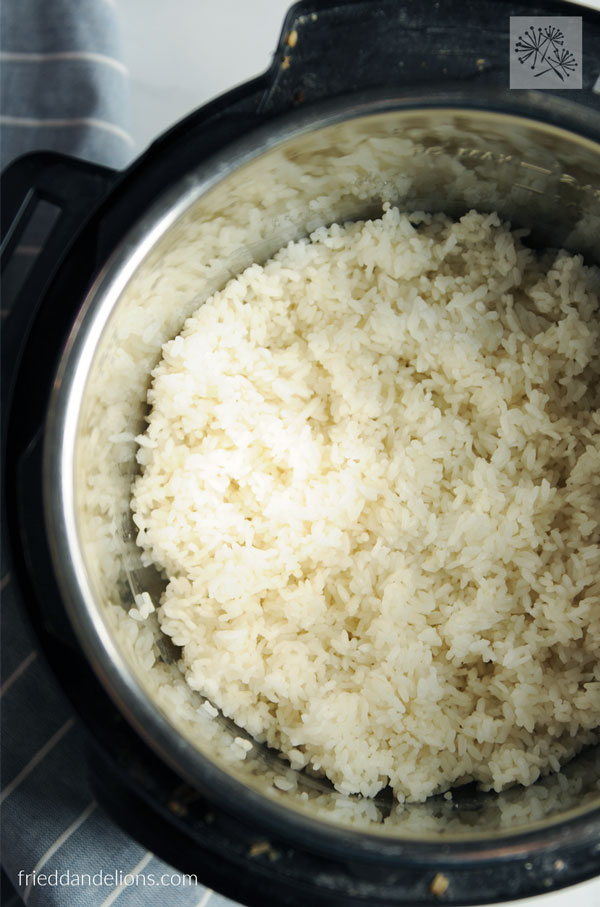 overhead shot of Sushi Rice in the Instant Pot