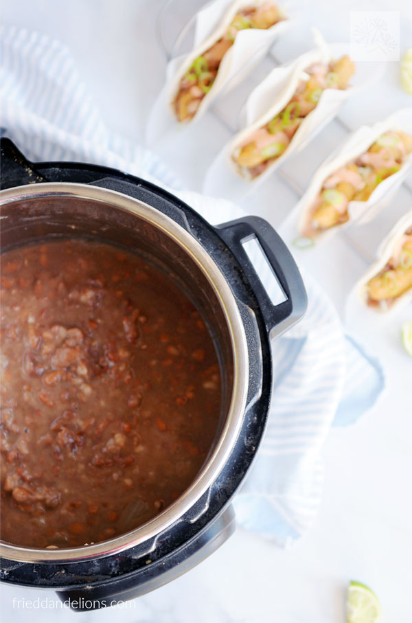 overhead view of instant pot pinto beans